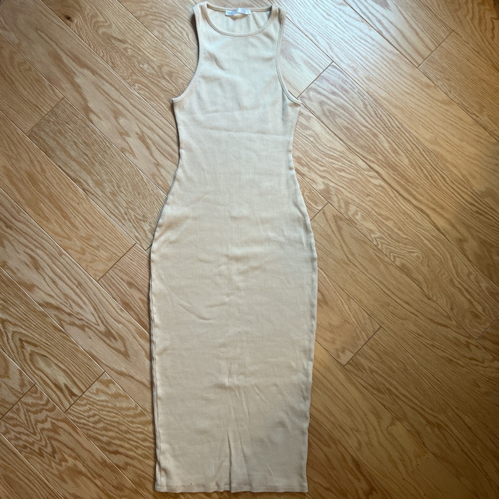 SALTY Beige Ribbed Tank Midi Dress | Size Small - Picture 3 of 7